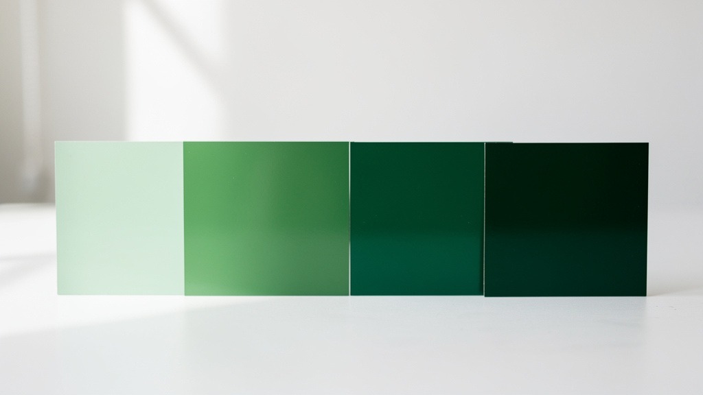 Comparatif des principaux codes RAL vert