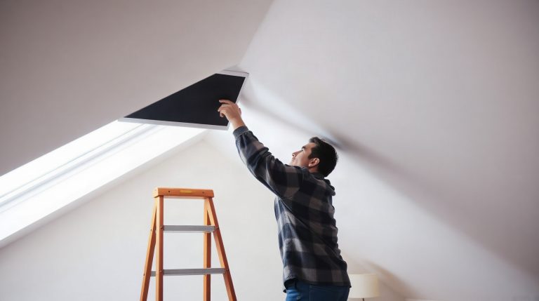 Personne débloquant un store Velux intérieur