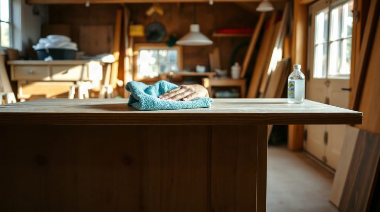 Quel effet a le vinaigre blanc sur du bois : usages, risques et conseils 2026 Nettoyage d'un meuble en bois brut au vinaigre blanc